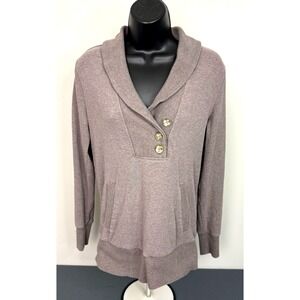 Banana Republic Women's Heather Shawl Large Taupe Long Sleeve Pullover Sweater
